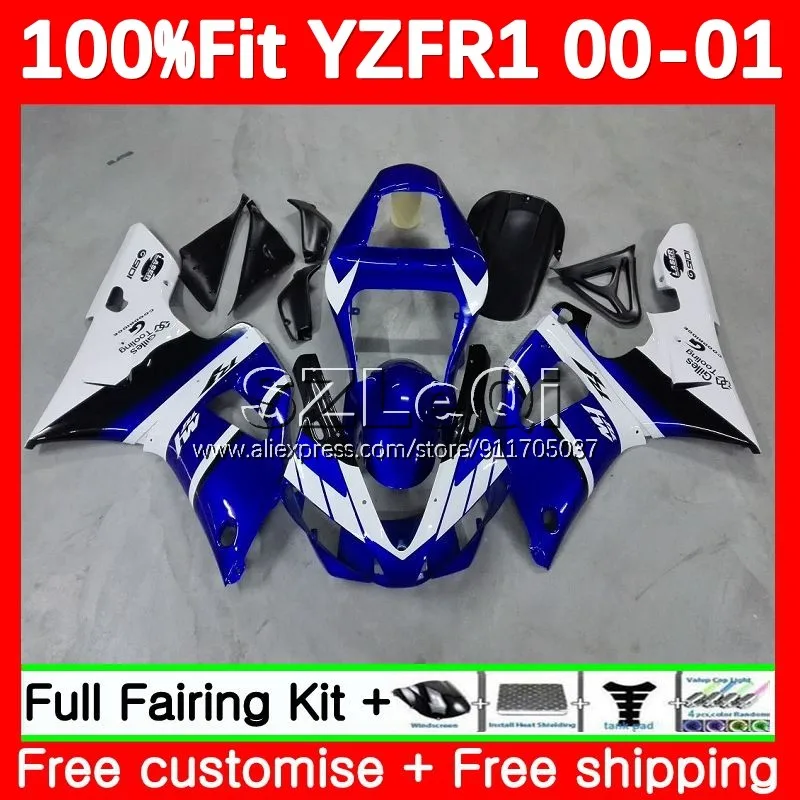 blue white Injection Body For YAMAHA YZF R1 YZF-R1 YZF R 1 1000 CC YZF-1000 YZFR1 00 01 YZF1000 2000 2001 OEM Fairing 129LQ.12
blue white Injection Body For YAMAHA YZF R1 YZF-R1 YZF R 1 1000 CC YZF-1000 YZFR1 00 01 YZF1000 2000 2001 OEM Fairing 129LQ.12