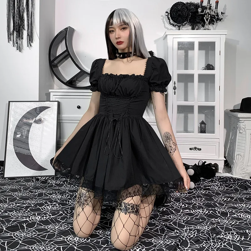 Puff Sleeve Gothic Chest Dress Summer High Waist Cute Lace White Short Sweet Princess Dress for Women Square Collar Vestidos
Puff Sleeve Gothic Chest Dress Summer High Waist Cute Lace White Short Sweet Princess Dress for Women Square Collar Vestidos