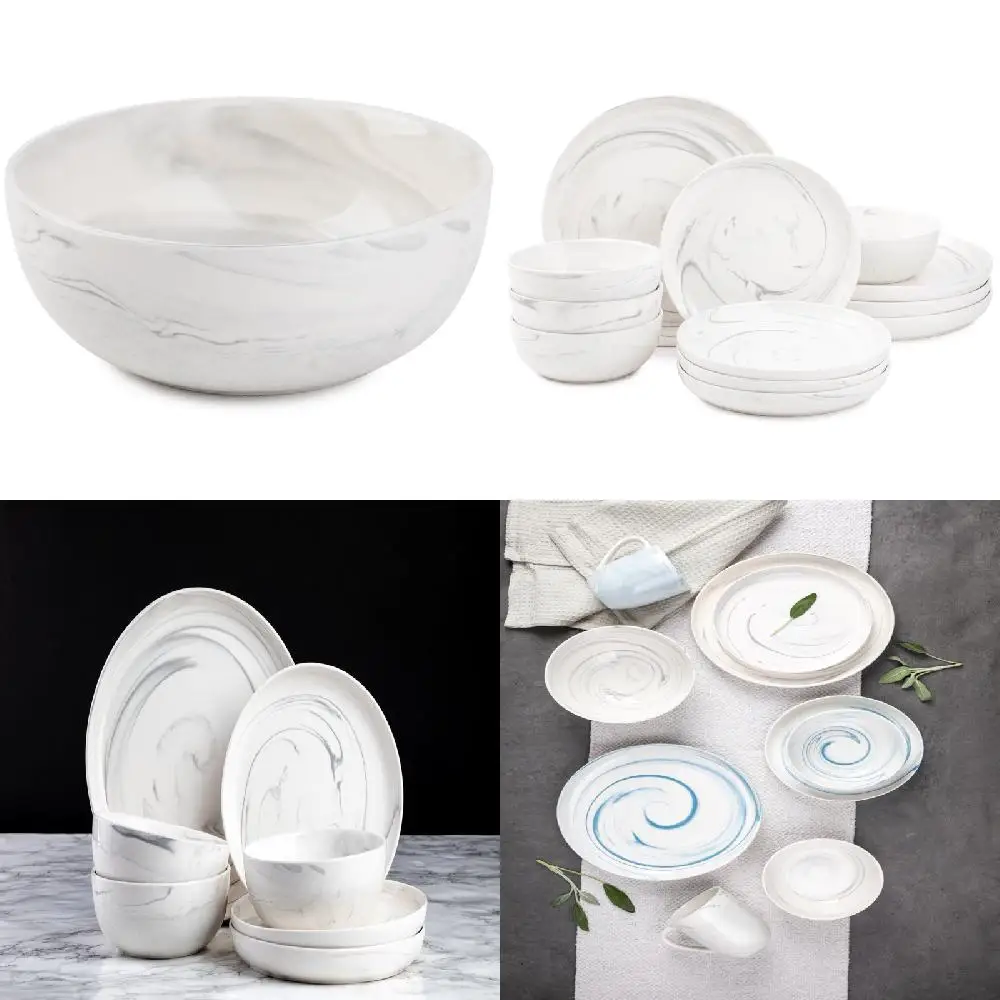 Stunning 12 Piece Grey Marble Stoneware Ceramic Dinnerware Set with Chic Design - Great Choice for Everyday Use.
Stunning 12 Piece Grey Marble Stoneware Ceramic Dinnerware Set with Chic Design - Great Choice for Everyday Use.