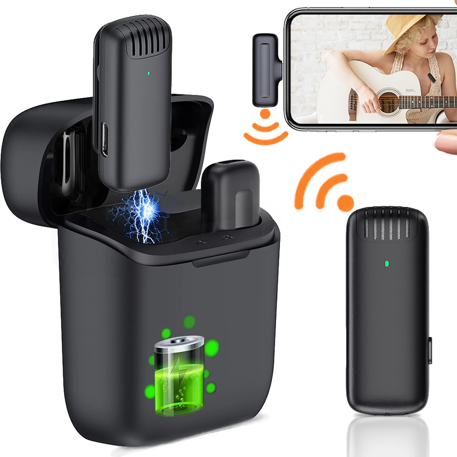 Wireless Lavalier Microphone for iPhone iPad with Charging Case, Clip-on Mic for TikTok, YouTube, Facebook, Ins
Wireless Lavalier Microphone for iPhone iPad with Charging Case, Clip-on Mic for TikTok, YouTube, Facebook, Ins