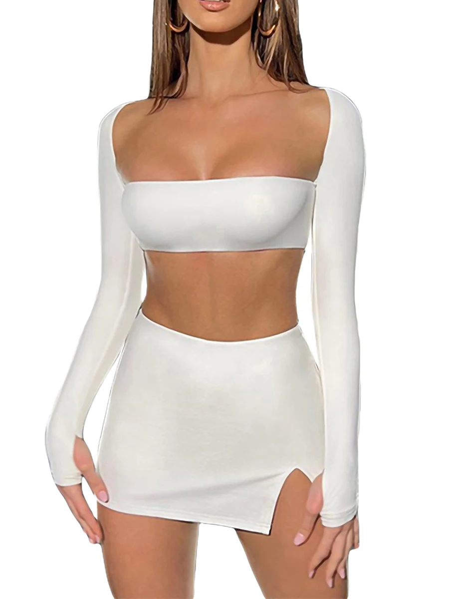 Женский пикантный облегающий комплект из 2 предметов с мини-юбкой, короткий топ с длинным рукавом, воротником хомутиком и вырезом на спине, т...
Женский пикантный облегающий комплект из 2 предметов с мини-юбкой, короткий топ с длинным рукавом, воротником хомутиком и вырезом на спине, т...