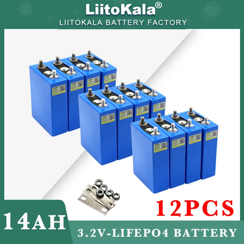 12pcs LiitoKala 3.2V 14Ah battery LiFePO4 phosphate 14000mAh for 4S 12V 24V Motorcycle Car motor batteries modification M6 Stud
12pcs LiitoKala 3.2V 14Ah battery LiFePO4 phosphate 14000mAh for 4S 12V 24V Motorcycle Car motor batteries modification M6 Stud