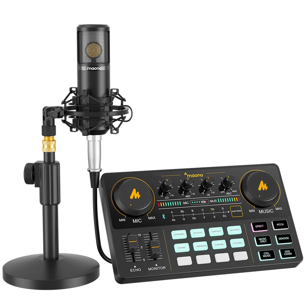 MAONO Studio Sound Card Kit With Dia.25mm Desktop Condenser Microphone Audio Studio Microphone Wired Mixer For Live Streaming
MAONO Studio Sound Card Kit With Dia.25mm Desktop Condenser Microphone Audio Studio Microphone Wired Mixer For Live Streaming