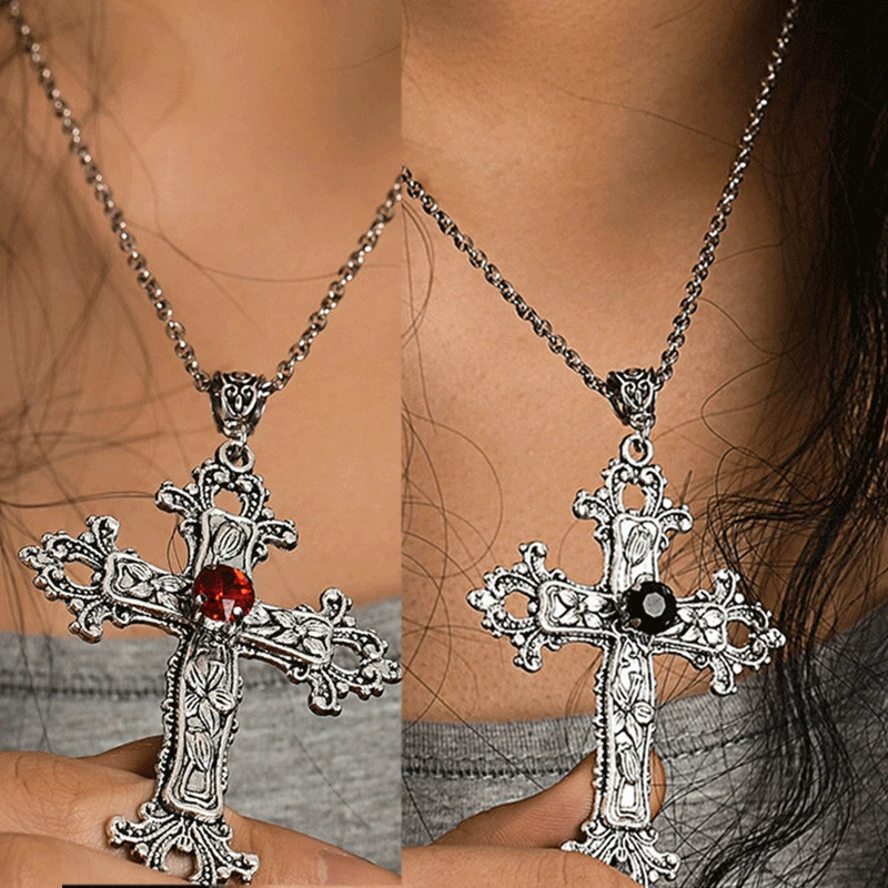 Gothic Creative Red Black Drill Cross Pendant Necklace Exquisite Bejeweled Crucifix Necklace for Woman Man Party Fashion Jewelry
Gothic Creative Red Black Drill Cross Pendant Necklace Exquisite Bejeweled Crucifix Necklace for Woman Man Party Fashion Jewelry