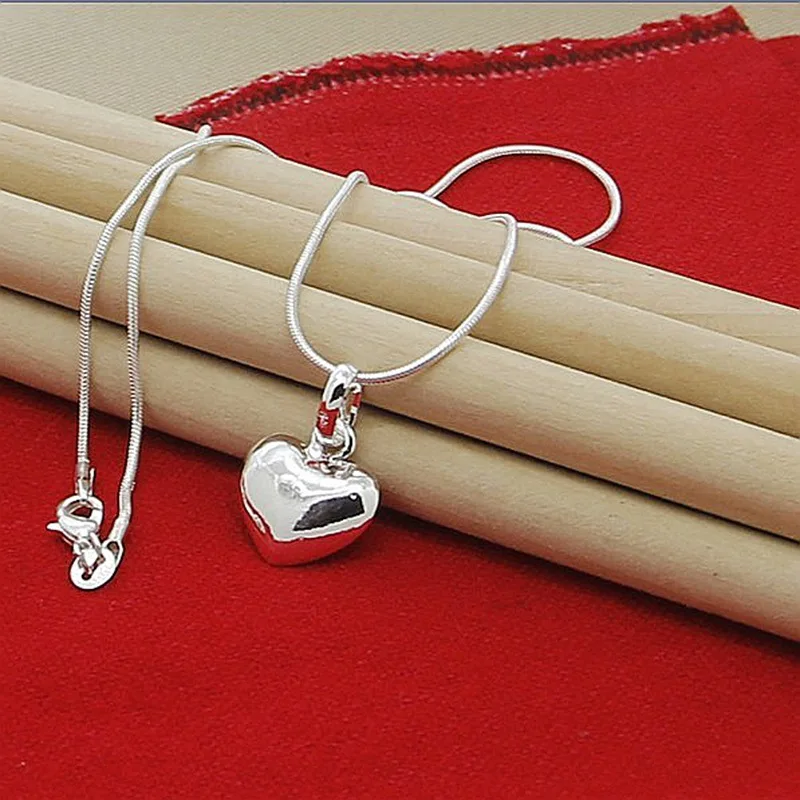 Lovely cute 925 Sterling Silver Solid Heart Necklace 18-30 Inches Snake Chain For Women Wedding Charm Fashion Jewelry party
Lovely cute 925 Sterling Silver Solid Heart Necklace 18-30 Inches Snake Chain For Women Wedding Charm Fashion Jewelry party