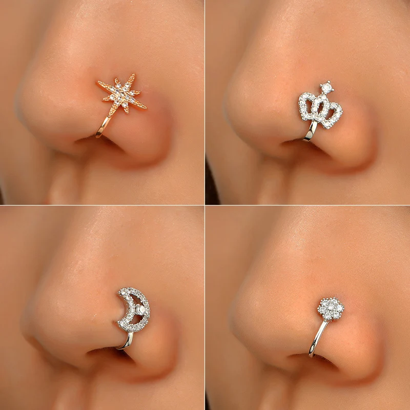 Star Moon Nose Ring Fake Piercing Nose Ear Clip Cuff Zircon Copper Fake Nose Stud Body Jewelry For Girl Women Gift
Star Moon Nose Ring Fake Piercing Nose Ear Clip Cuff Zircon Copper Fake Nose Stud Body Jewelry For Girl Women Gift