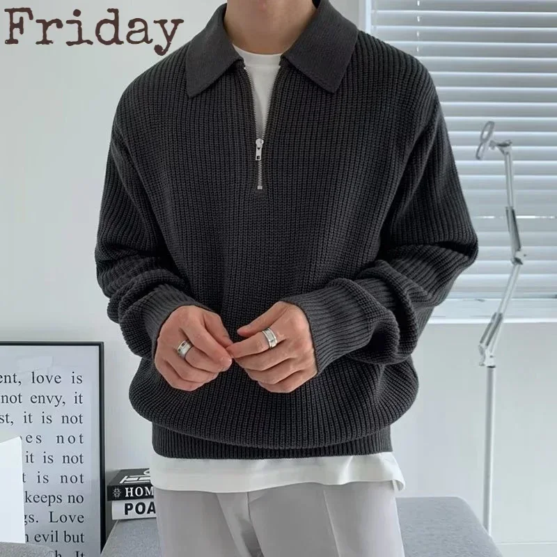 New Autumn Winter Turn Down Collar Zipper Mens Sweater Pullover Casual Solid Color Warm Men Sweaters Male Knitted Jumper Clothes
New Autumn Winter Turn Down Collar Zipper Mens Sweater Pullover Casual Solid Color Warm Men Sweaters Male Knitted Jumper Clothes