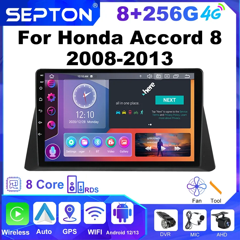SEPTON Android автомобильный радиоприемник мультимедийный плеер для Honda Accord 8 2008-2013 + 128G