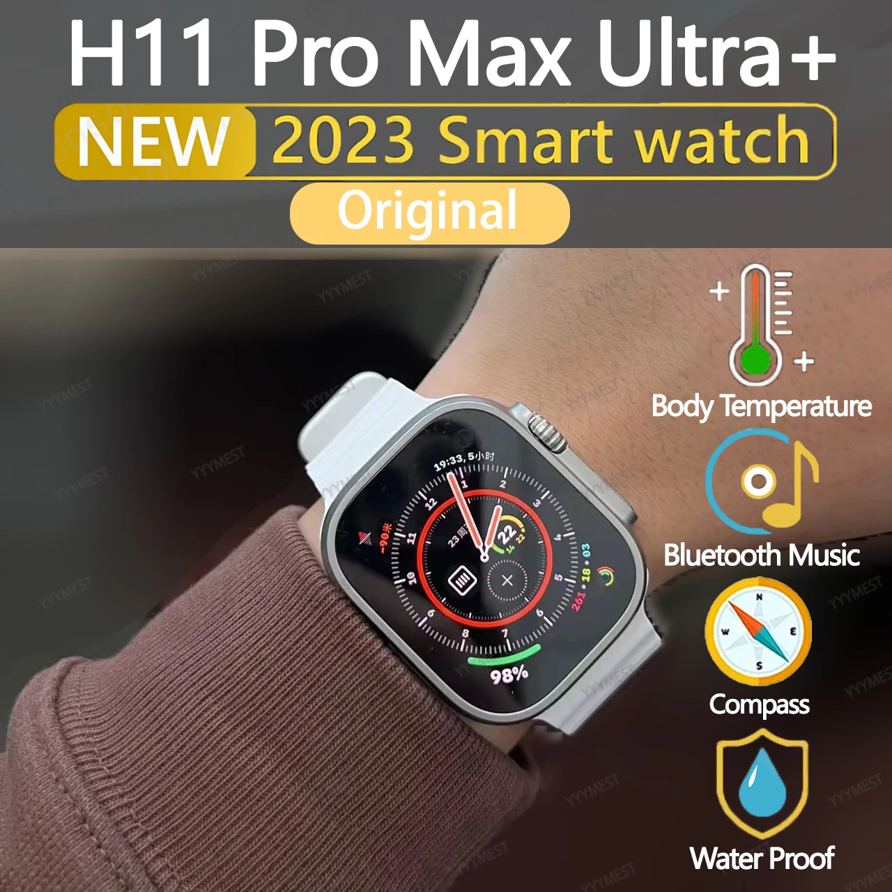 2023 NEW H11 Ultra Pro Max+ Smart Watch Series 8 Ultra upgraded Compass 2.02” Man Sports SmartWatch PK Hello Watch 2 HK8 Pro Max
2023 NEW H11 Ultra Pro Max+ Smart Watch Series 8 Ultra upgraded Compass 2.02” Man Sports SmartWatch PK Hello Watch 2 HK8 Pro Max