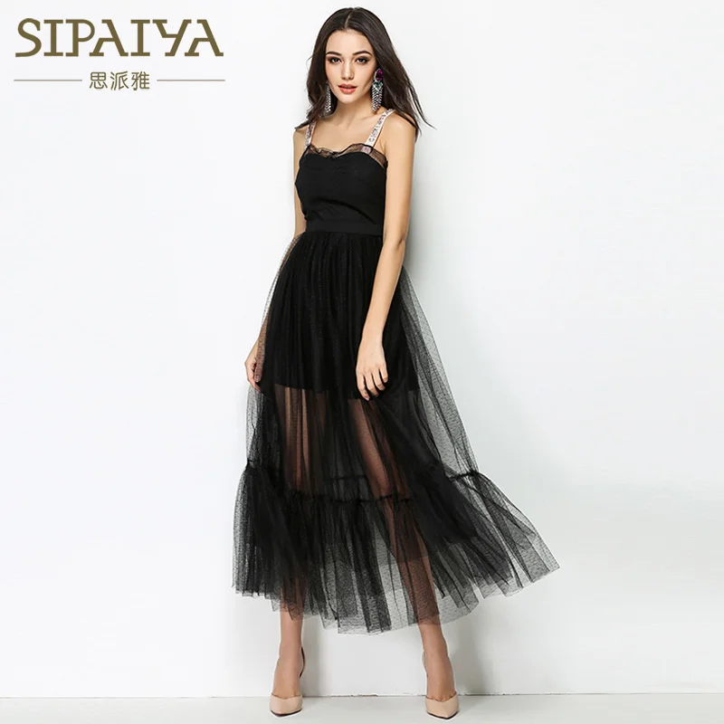 2022 Summer Sexy Slash Neck Slim High Waist Black Gauze Spaghetti Strap Dresses for Women M527
2022 Summer Sexy Slash Neck Slim High Waist Black Gauze Spaghetti Strap Dresses for Women M527
