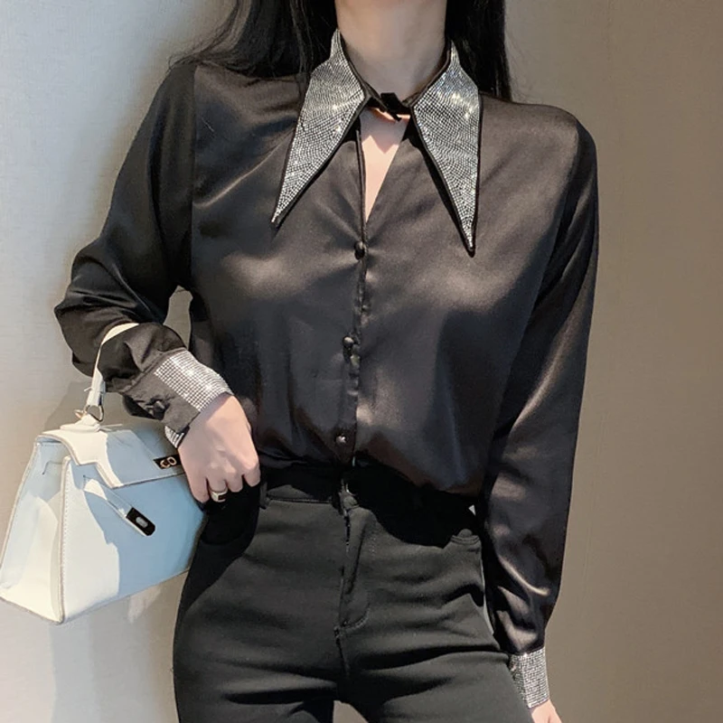 Casual Office Lady Blouse Women Spring Long Sleeve Button Shirt Female Ironing-diamond Shiny Fashion Tops Women Clothes 18733
Casual Office Lady Blouse Women Spring Long Sleeve Button Shirt Female Ironing-diamond Shiny Fashion Tops Women Clothes 18733