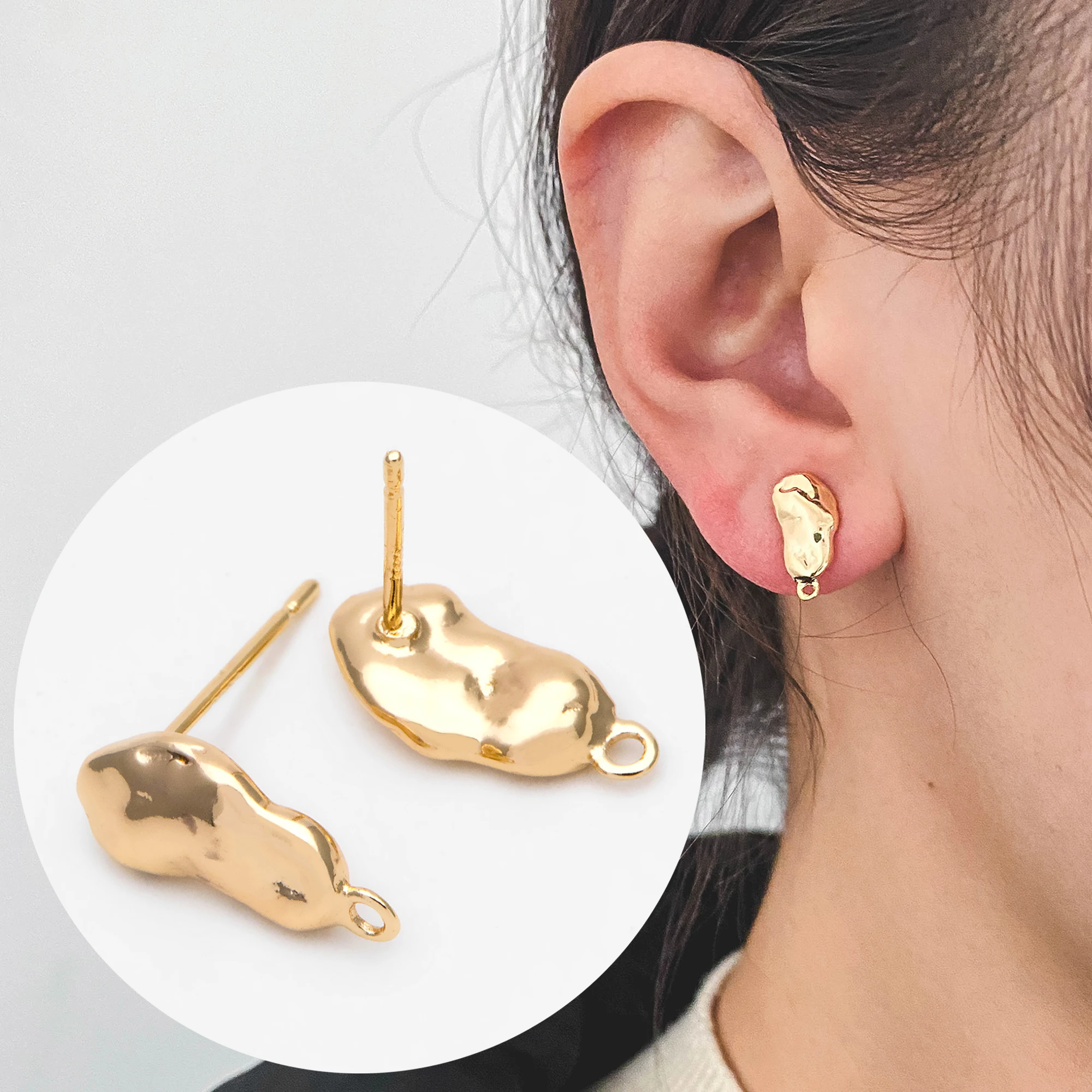 10pcs Hammered Irregular Ear Posts, 18K Gold Plated Brass, Geometric Stud Earring Components (GB-2541)
10pcs Hammered Irregular Ear Posts, 18K Gold Plated Brass, Geometric Stud Earring Components (GB-2541)