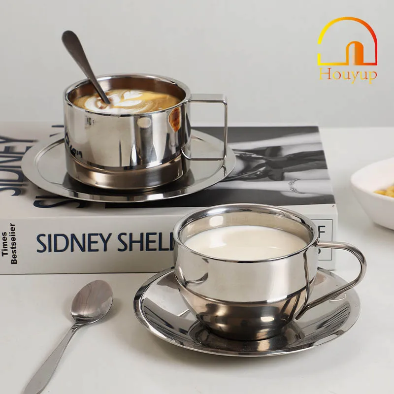 304 Stainless Steel Double-Wall Coffee Cup Set Insulated And Anti-Ironing Home Office Casual Mug With Saucer Spoon Afternoon Tea
304 Stainless Steel Double-Wall Coffee Cup Set Insulated And Anti-Ironing Home Office Casual Mug With Saucer Spoon Afternoon Tea