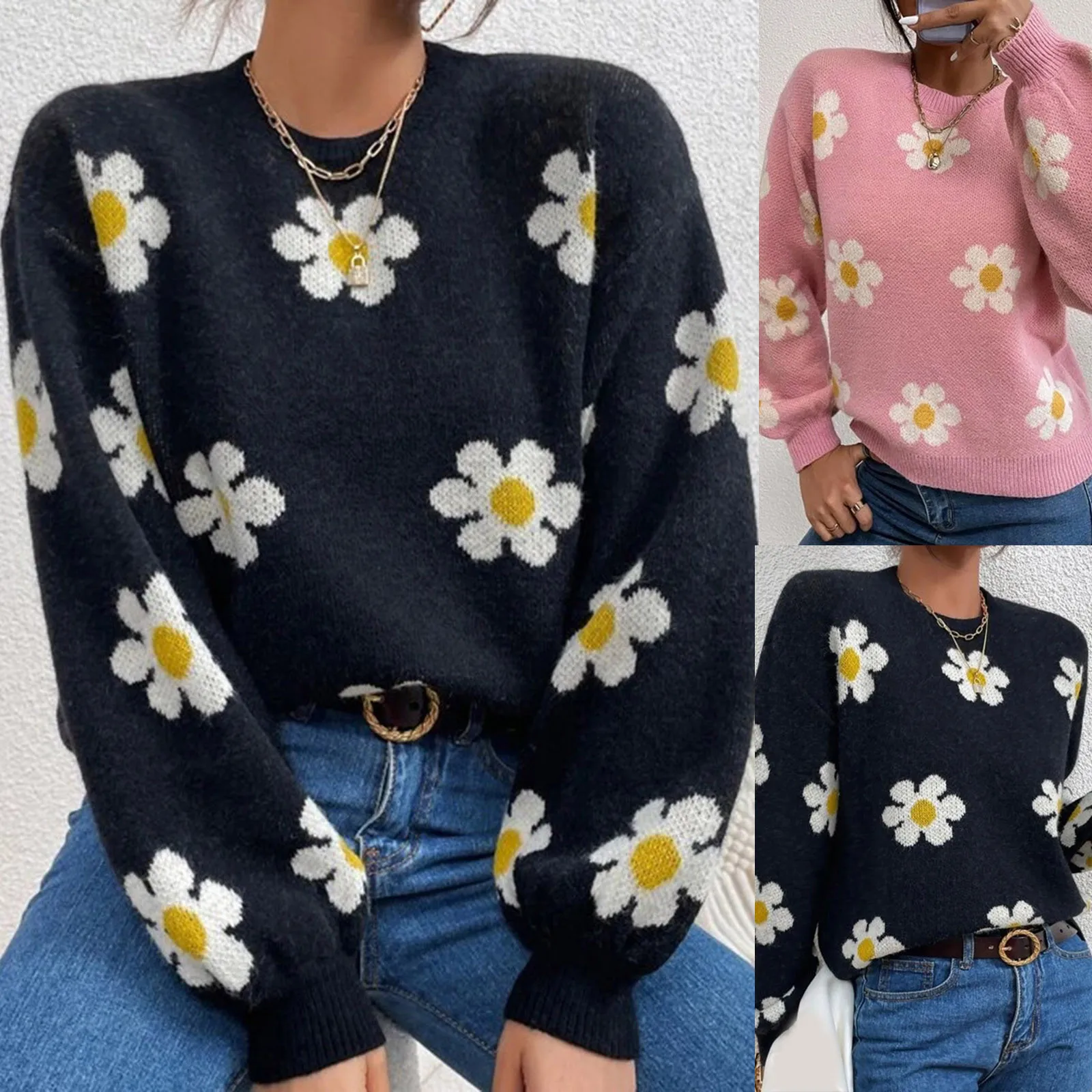 Women&Girl Winter&Autumn&Spring Floral Cute Santa Head Pattern Knit Sweater Soft And Smooth Beautiful Sweater Women Neck Sweater
Women&Girl Winter&Autumn&Spring Floral Cute Santa Head Pattern Knit Sweater Soft And Smooth Beautiful Sweater Women Neck Sweater