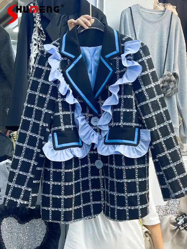 French Ruffled Stitching Plaid Blazer Female New Autumn and Winter Loose Woven Long Sleeve Suit Jackets for Women 2022 Original
French Ruffled Stitching Plaid Blazer Female New Autumn and Winter Loose Woven Long Sleeve Suit Jackets for Women 2022 Original