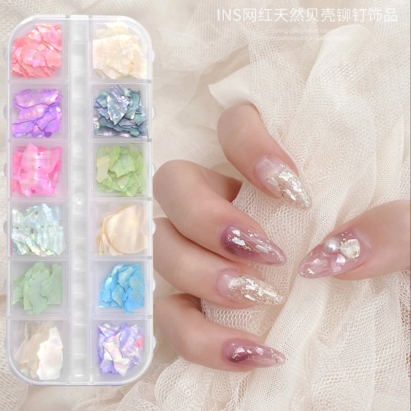 12 Colors 1 Box Ultra-thin Abalone Slice Super Flash Shell Piece Nail Jewelry Irregular abalone Glitter Nail Art,Shell Flake, 
12 Colors 1 Box Ultra-thin Abalone Slice Super Flash Shell Piece Nail Jewelry Irregular abalone Glitter Nail Art,Shell Flake,