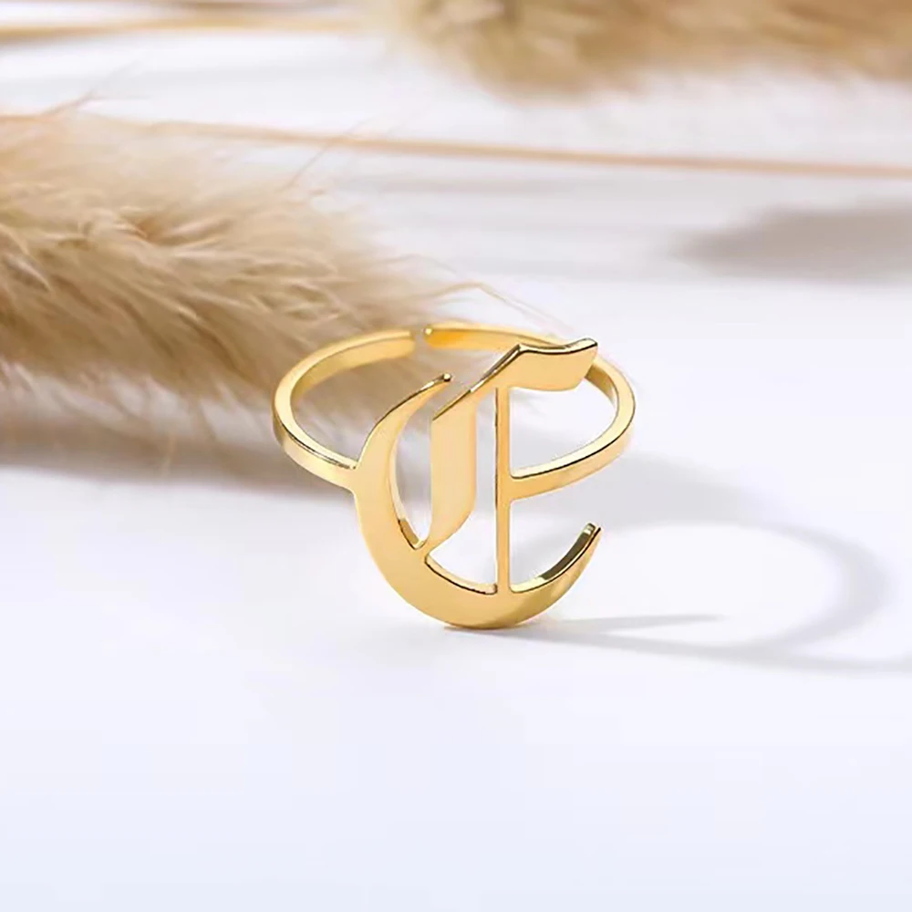 Custom Old English Letter Ring Personalized Initial Letter Stainless Steel Open Adjustable Jewelry For Women Birthday Gift
Custom Old English Letter Ring Personalized Initial Letter Stainless Steel Open Adjustable Jewelry For Women Birthday Gift