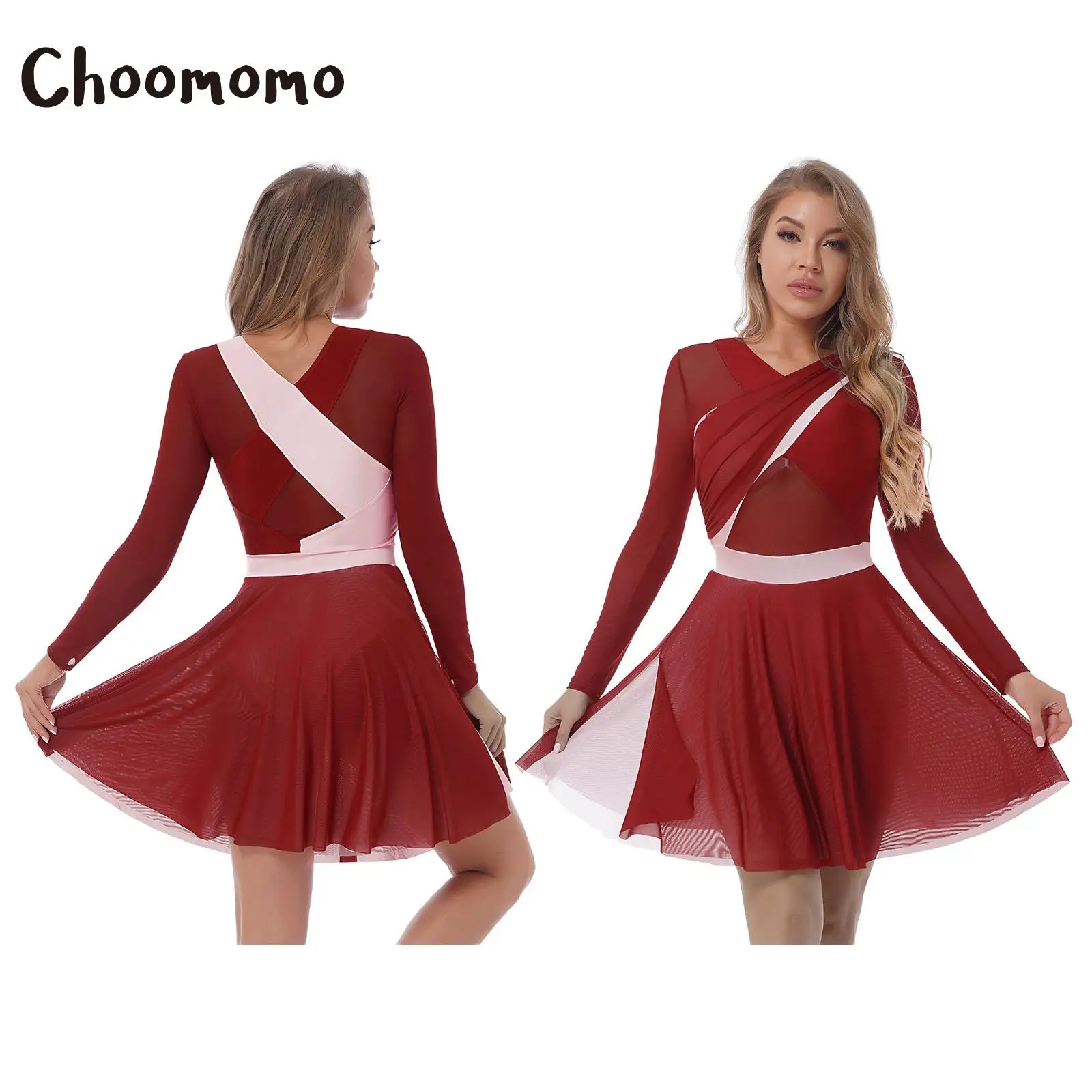 Choomomo Womens Color Block Patchwork Breathable Morden Dance Dress Sheer 2 layers Mesh Long Sleeves Lyrical Dance Exercise Wear
Choomomo Womens Color Block Patchwork Breathable Morden Dance Dress Sheer 2 layers Mesh Long Sleeves Lyrical Dance Exercise Wear