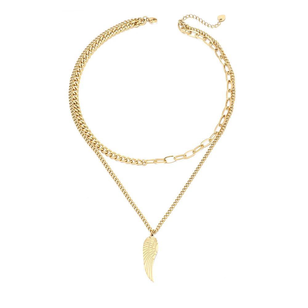Statement Wing Pendant Necklace Women Exquisite Double Layered Stainless Steel Chain Choker Collier Femme Wholesale Dropshipping
Statement Wing Pendant Necklace Women Exquisite Double Layered Stainless Steel Chain Choker Collier Femme Wholesale Dropshipping