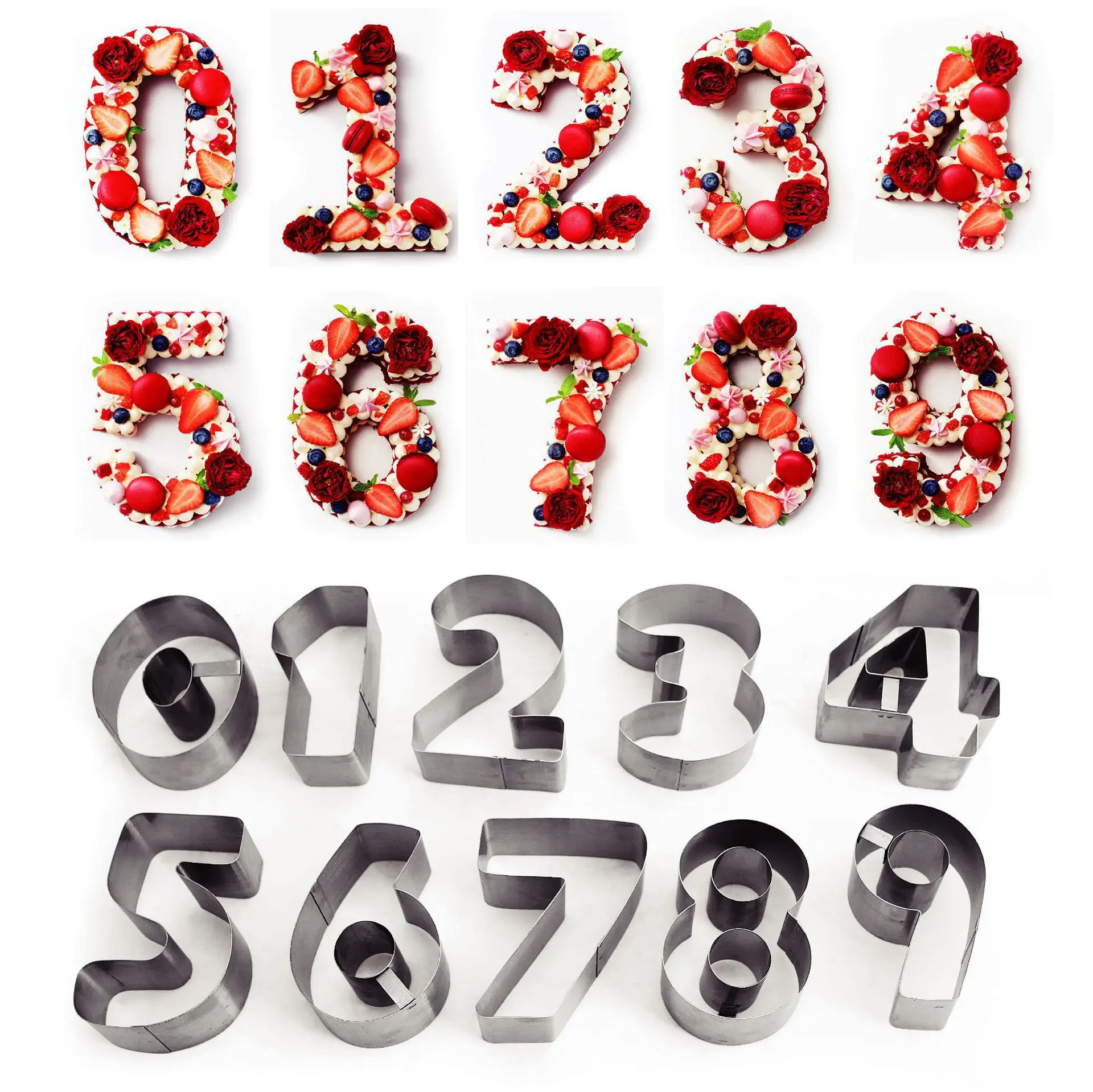 10-Piece Stainless Steel Cookie Tool Set with Number-shaped Mousse Rings for Baking and DIY Cake Molds
10-Piece Stainless Steel Cookie Tool Set with Number-shaped Mousse Rings for Baking and DIY Cake Molds