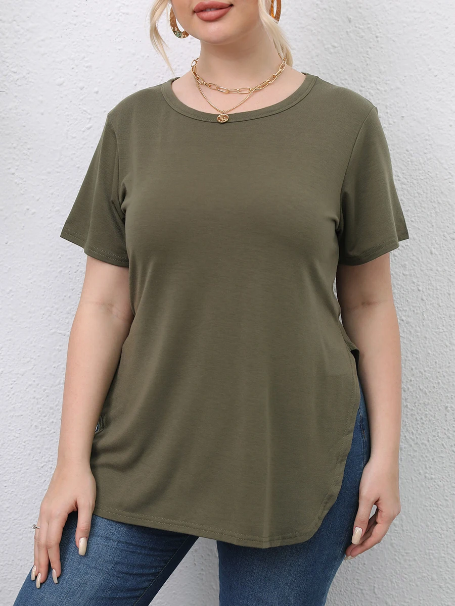 Plus Size Tops Blouse Women Summer Short Sleeve Side Split Elegant Tee Shirt Solid Large Size Ladies Tunic Tops
Plus Size Tops Blouse Women Summer Short Sleeve Side Split Elegant Tee Shirt Solid Large Size Ladies Tunic Tops