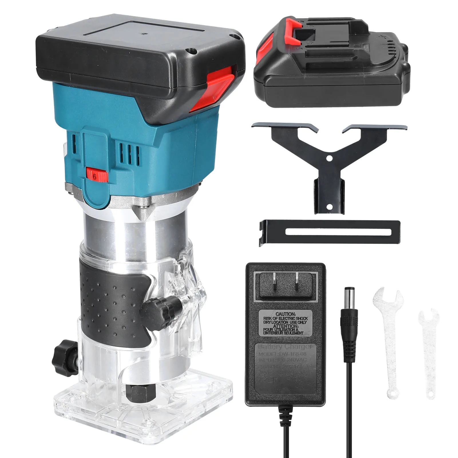 21V Cordless Electric Trimmer 6 Gears of Speeds Adjustable Wood Milling Trimming Engraving Slotting Machine Power Tool
21V Cordless Electric Trimmer 6 Gears of Speeds Adjustable Wood Milling Trimming Engraving Slotting Machine Power Tool