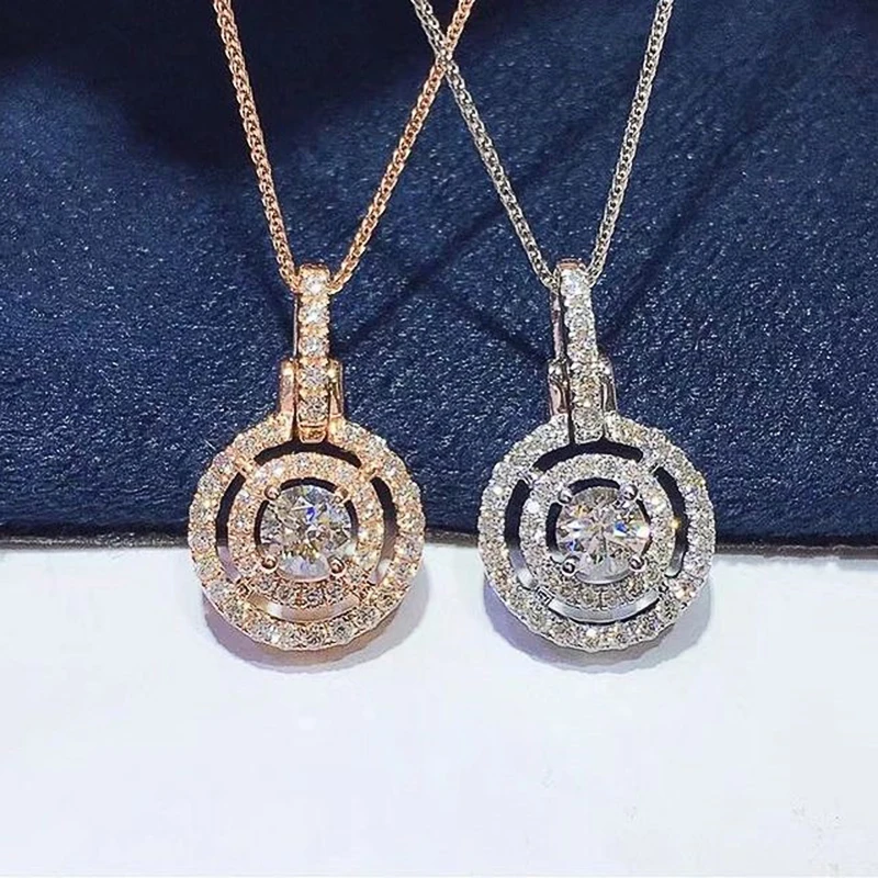 Ожерелье Huitan Bling с кубическим цирконием для женщин модная подвеска круглой формы