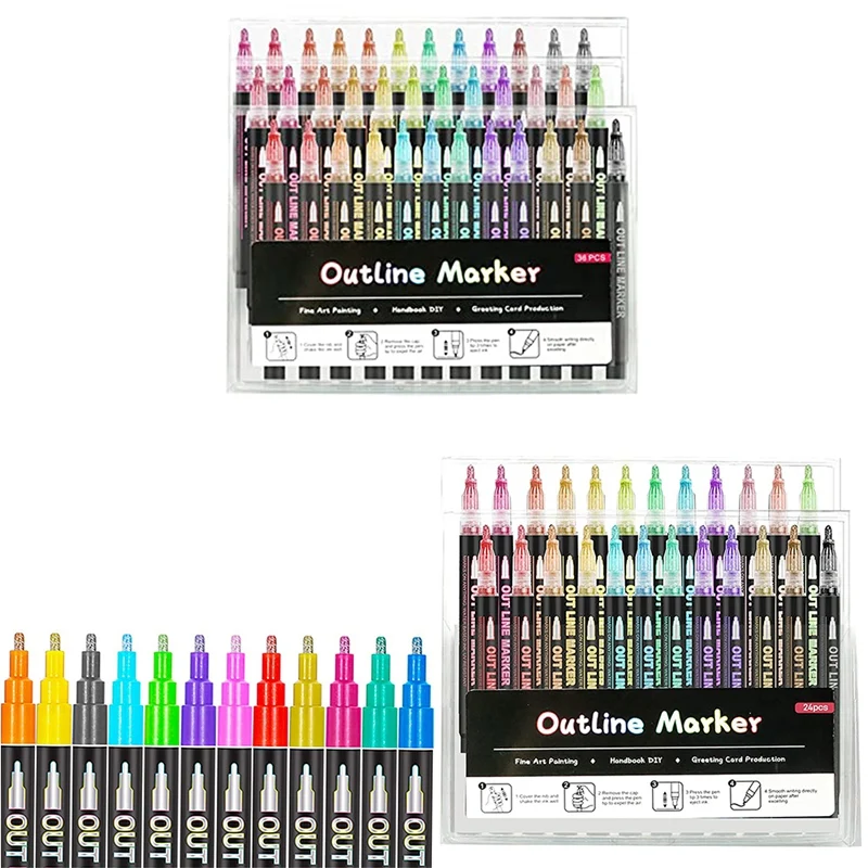 Outline Metallic Markers, Acrylic Paint Marker Paint Pen Glitter Drawing Pen For Wood, Rock Painting
Outline Metallic Markers, Acrylic Paint Marker Paint Pen Glitter Drawing Pen For Wood, Rock Painting