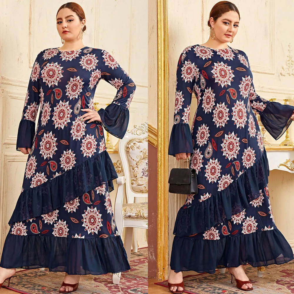 Vintage Plus Size Women Floral Print Long Dress Kaftan Turkish Abaya Islamic Clothing Dubai Flare Sleeve Muslim Casual Dress
Vintage Plus Size Women Floral Print Long Dress Kaftan Turkish Abaya Islamic Clothing Dubai Flare Sleeve Muslim Casual Dress