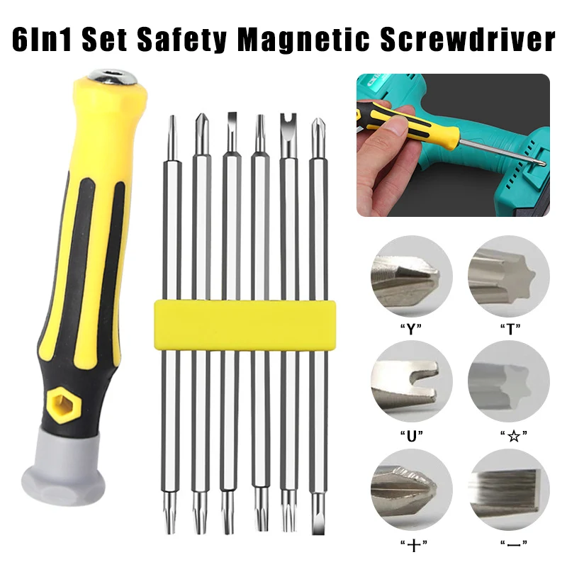 6 в 1 набор безопасных магнитных отверток шестигранная отвертка Torx плоская ручной ремонт и украшение автомобиля бытовой инструмент
6 в 1 набор безопасных магнитных отверток шестигранная отвертка Torx плоская ручной ремонт и украшение автомобиля бытовой инструмент