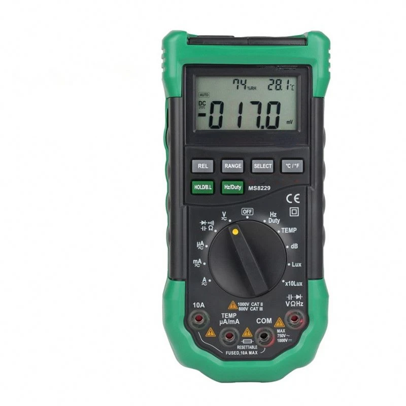 MS8229 Digital Multimeter 5 in 1 Noise Illumination Temperature Humidity Tester Diagnostic-tool Auto Range LCD Backlight
MS8229 Digital Multimeter 5 in 1 Noise Illumination Temperature Humidity Tester Diagnostic-tool Auto Range LCD Backlight