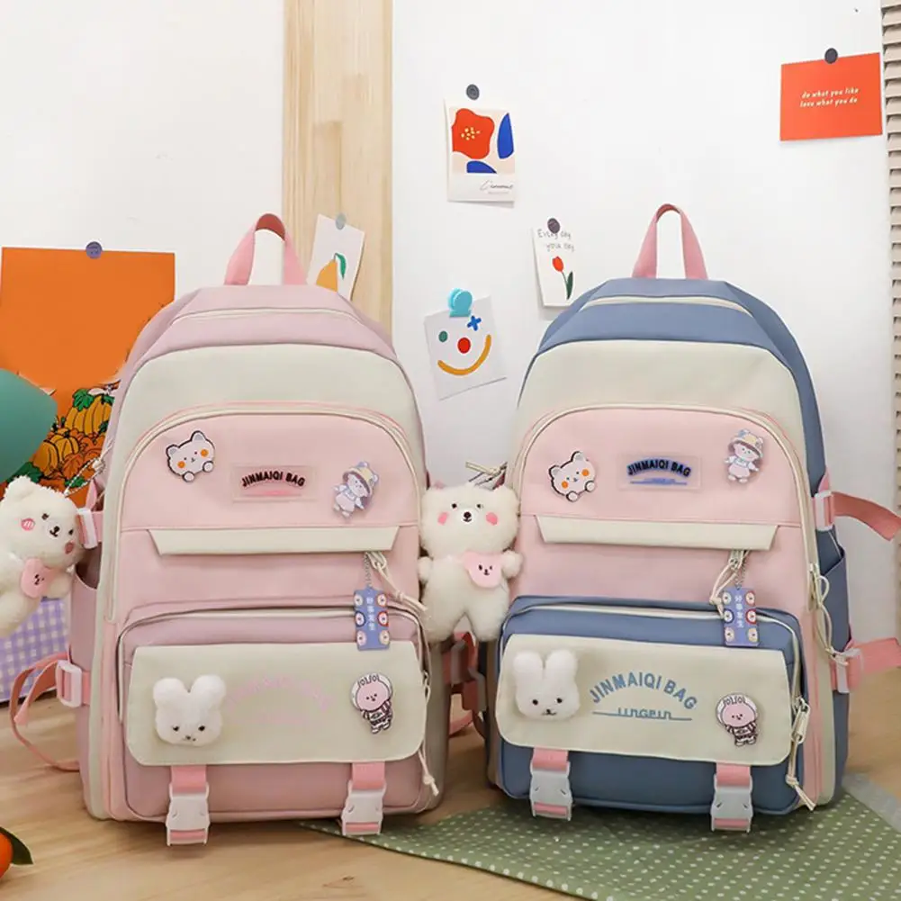 5Pcs/Set Student Backpack Adjustable Straps Bear Pendant Oxford Cloth Bookbag Handbag Pencil Case for High School Students
5Pcs/Set Student Backpack Adjustable Straps Bear Pendant Oxford Cloth Bookbag Handbag Pencil Case for High School Students