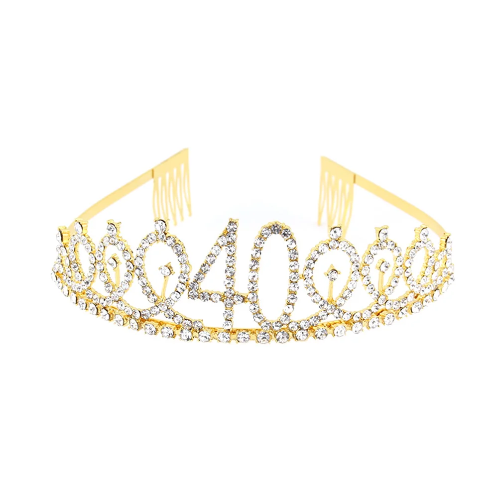 

Birthday Rhinestone Number Alloy Tiara Women Crystal Wedding Headband Hair Comb Headpieces Bridal Happy Tiaras Decorative Combs