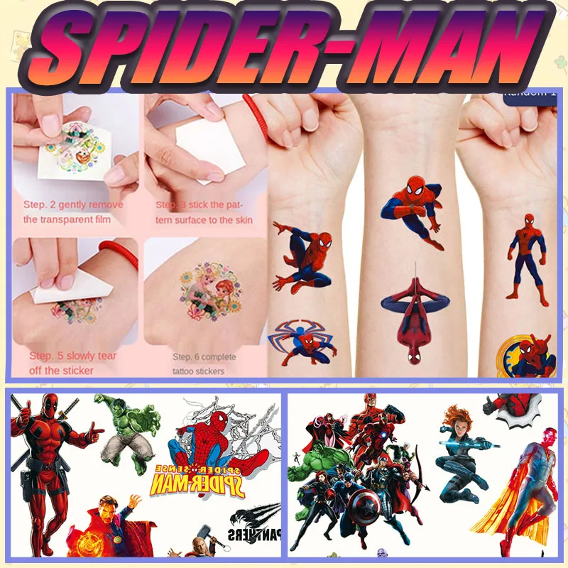 Original Marvel Hero Tattoo Stickers Disney Spider-Man Iron Man The Avengers Sticker Cartoon Kids Girls Birthday Gifts 12*16cm
Original Marvel Hero Tattoo Stickers Disney Spider-Man Iron Man The Avengers Sticker Cartoon Kids Girls Birthday Gifts 12*16cm