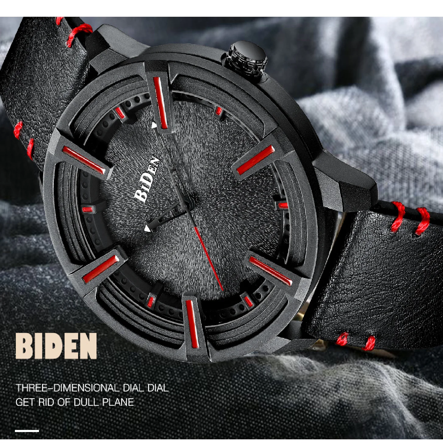 

BIDEN Men Watch Quartz Japan Movt Wristwatch Casual Sports Waterproof Watches Genuine Leather Band Students Gifts montre homme