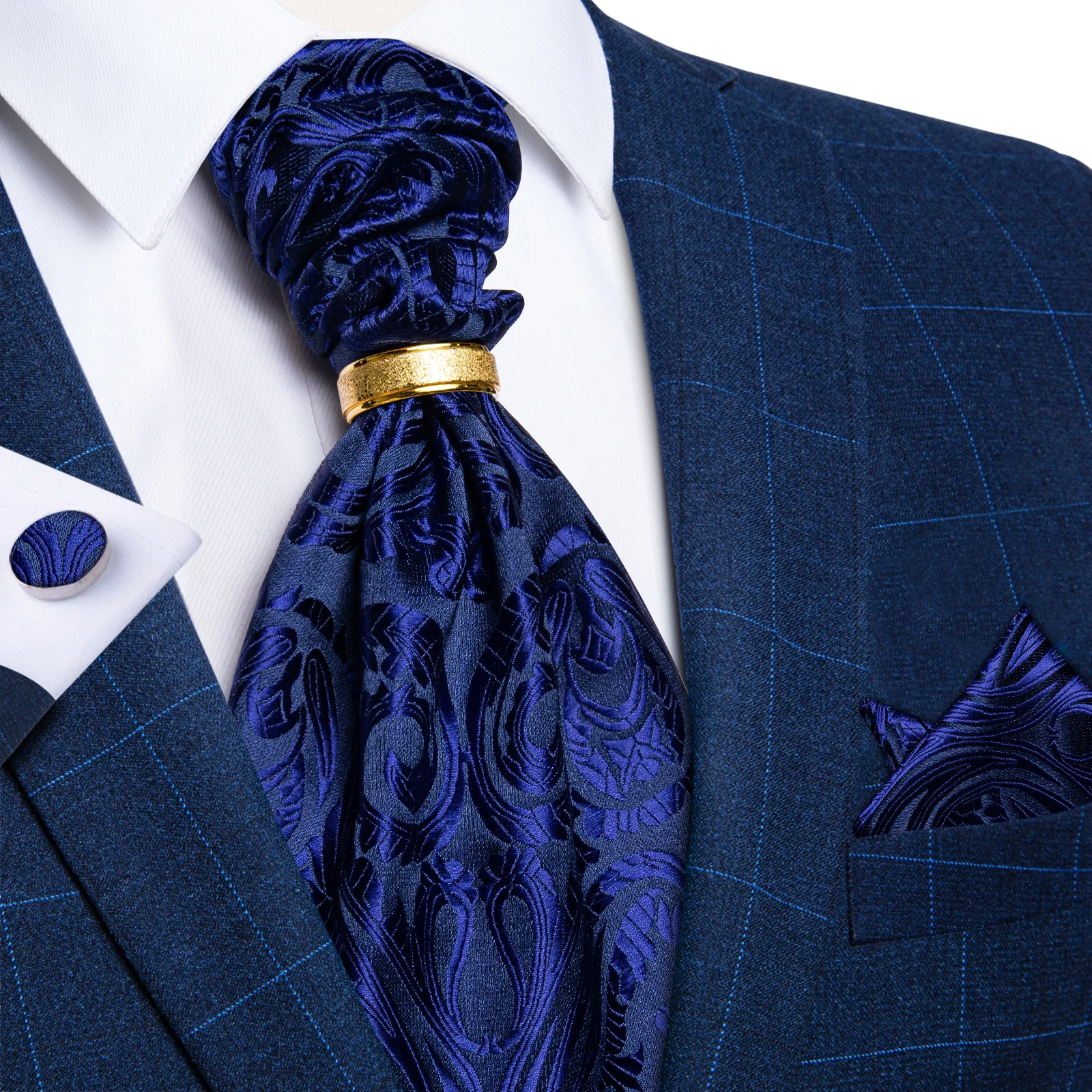 Brand New Men's Fashion Blue Ties Luxury Silk Cravat Paisley Ascot Tie Cufflinks Square Towel Ring Set for Wedding DiBanGu #2065
Brand New Men's Fashion Blue Ties Luxury Silk Cravat Paisley Ascot Tie Cufflinks Square Towel Ring Set for Wedding DiBanGu #2065