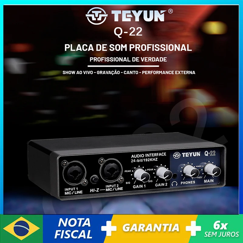 TEYUN Q-22 Audio Interface Sound Table Live Recording With Monitoring Electric Guitar Sound Card Record Professional Equipment
TEYUN Q-22 Audio Interface Sound Table Live Recording With Monitoring Electric Guitar Sound Card Record Professional Equipment
