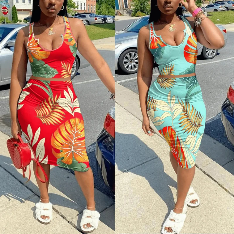 2023 Summer Womens Vest Crop Top And Midi Skirt 2 Two Piece Sets Beach Vacation Floral Print Casual dress stut Outfits
2023 Summer Womens Vest Crop Top And Midi Skirt 2 Two Piece Sets Beach Vacation Floral Print Casual dress stut Outfits
