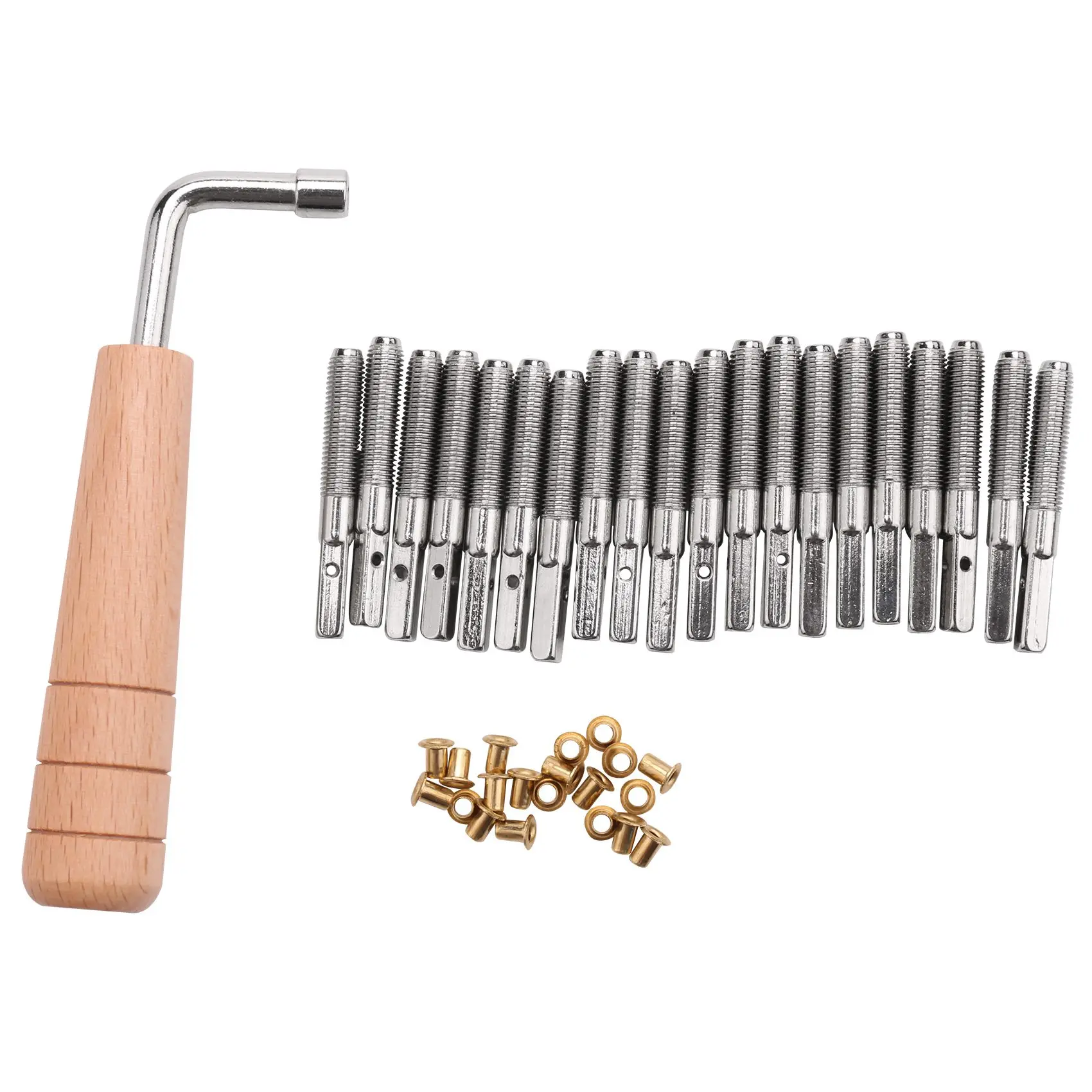 20 Pcs Tuning Pin Nails and 20Pcs Rivets,with L-Shape Tuning Wrench,for Lyre Harp Small Harp Musical Stringed Instrument
20 Pcs Tuning Pin Nails and 20Pcs Rivets,with L-Shape Tuning Wrench,for Lyre Harp Small Harp Musical Stringed Instrument