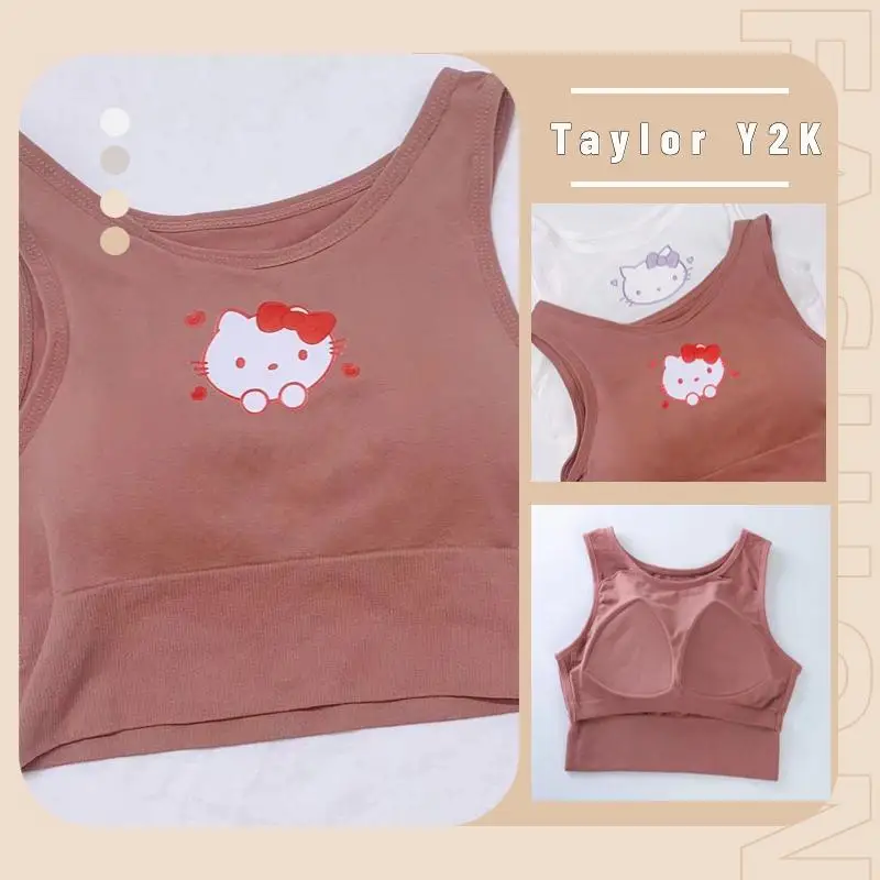 2023 Sanrio Hello Kitty Underwear Anime Pachacco Sports Tank Top Y2K Sweet Girl Fashion Back Women's Sling Strap with Chest Pad
2023 Sanrio Hello Kitty Underwear Anime Pachacco Sports Tank Top Y2K Sweet Girl Fashion Back Women's Sling Strap with Chest Pad