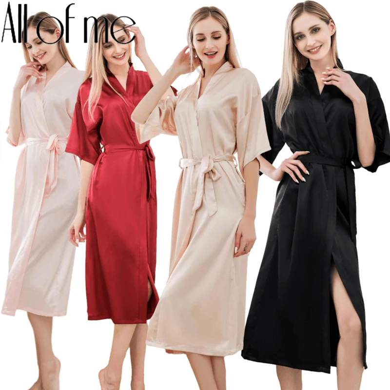 Women Satin Robe Solid Color Sleepwear Loose Home Robe Sets Bathrobe for Women Gown Nightgown Sexy Nightwear Pajamas Kimono Robe
Women Satin Robe Solid Color Sleepwear Loose Home Robe Sets Bathrobe for Women Gown Nightgown Sexy Nightwear Pajamas Kimono Robe
