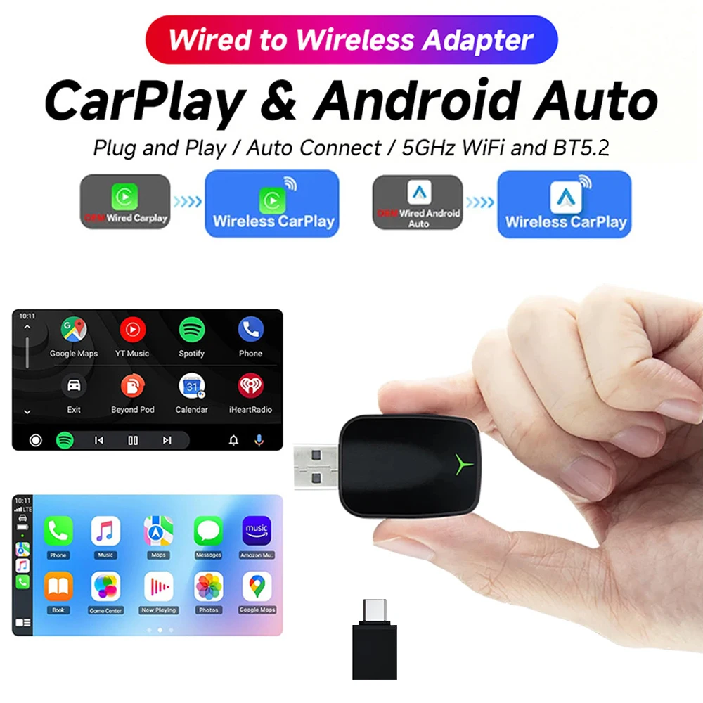 Новый 2 в 1 проводной к беспроводному адаптеру Carplay Android Auto автомобильный гаджет