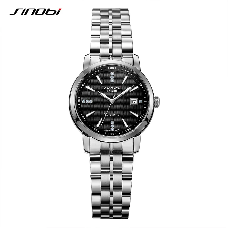 

SINOBI High Quality Women Watches Fashion Stainless Steel Ladies Mechanical Wristwatches Original Design Elegant Woman's Clock