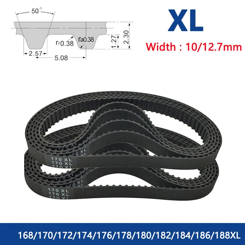 

1pc XL Timing Belt Width 10mm 12.7mm Rubber Closed Loop Synchronous Belt Perimeter 168/170/172/174/176/178/180/182/184/186/188XL