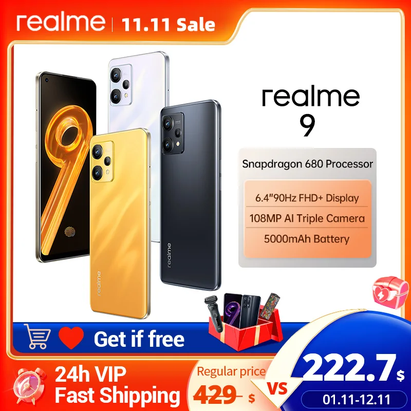 Realme 9 Новый смартфон 108MP Камера 6,4 "90 Гц Super AMOLED Дисплей Восьмиядерный процессор Snapdragon 33 Вт 5000 мАч
Realme 9 Новый смартфон 108MP Камера 6,4 "90 Гц Super AMOLED Дисплей Восьмиядерный процессор Snapdragon 33 Вт 5000 мАч