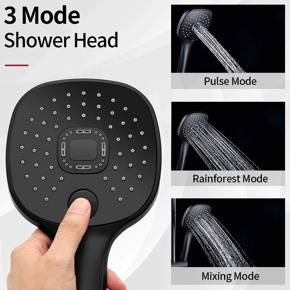 Shower Head 3 Modes ABS Chrome High Pressure Water-Saving Adjustable Black Sliver Large Panel Sprayer Nozzle Bathroom Accessorie
Shower Head 3 Modes ABS Chrome High Pressure Water-Saving Adjustable Black Sliver Large Panel Sprayer Nozzle Bathroom Accessorie