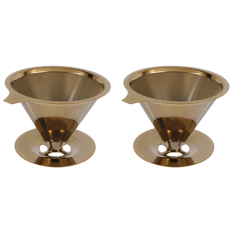 2X Double Wall Stainless Steel Titanium Gold Pour Over Coffee Dripper Filter With Cup Stand And Handle
2X Double Wall Stainless Steel Titanium Gold Pour Over Coffee Dripper Filter With Cup Stand And Handle