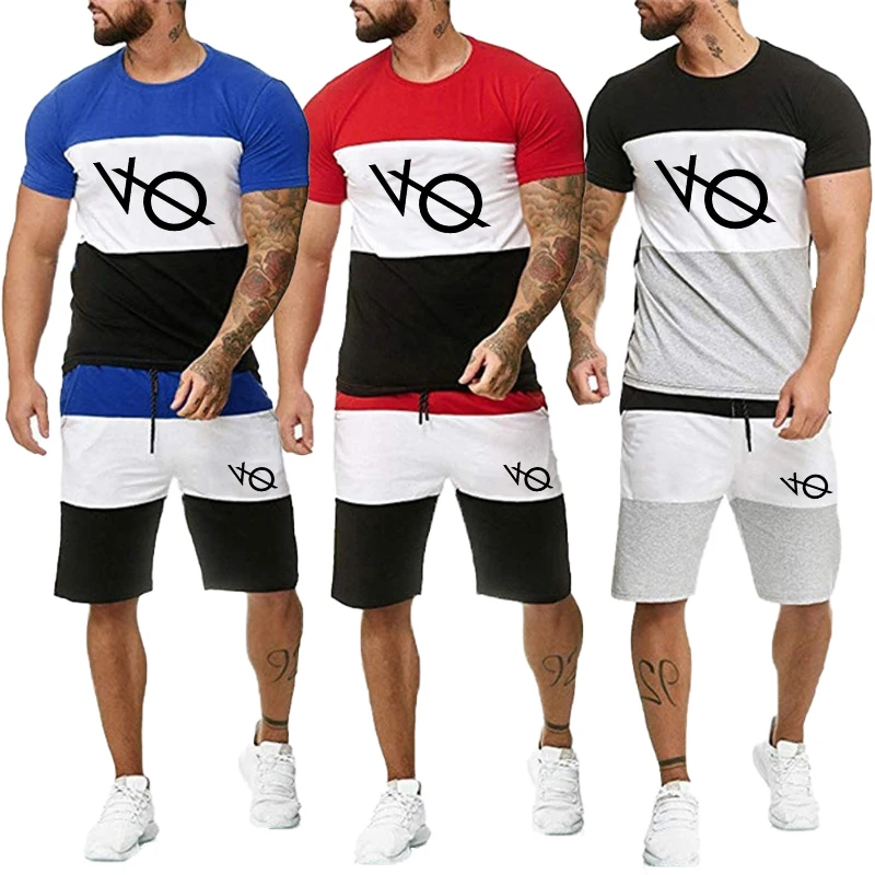 New Men's Bodybuilding Striped 2 Piece Set Tracksuits Summer Casual Cotton Short Sleeve Print T-shirt Shorts Sport Short Suits
New Men's Bodybuilding Striped 2 Piece Set Tracksuits Summer Casual Cotton Short Sleeve Print T-shirt Shorts Sport Short Suits