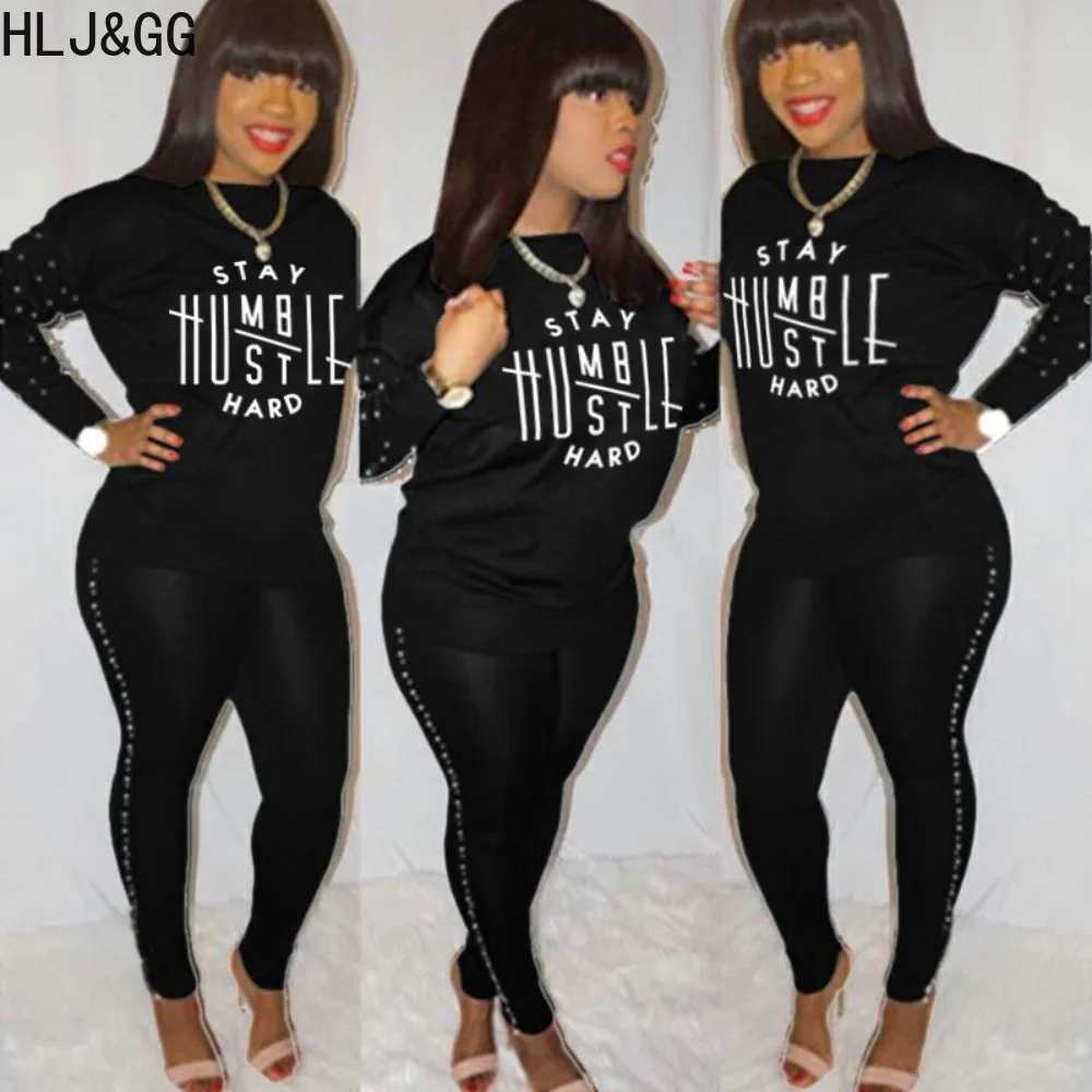 HLJ&GG Casual Letter Print Pearls Two Piece Sets Women Round Neck Long Sleeve Top And Jogger Pants Tracksuit Female 2pcs Outfits
HLJ&GG Casual Letter Print Pearls Two Piece Sets Women Round Neck Long Sleeve Top And Jogger Pants Tracksuit Female 2pcs Outfits