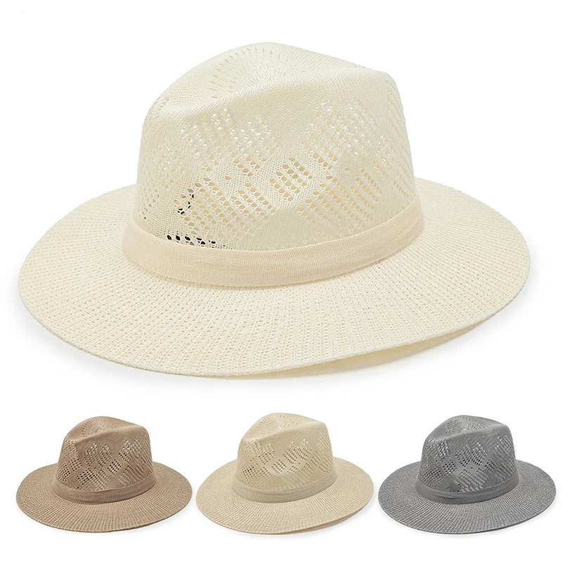 58cm Summer Simple Sunscreen Panama Straw Hat Soft Shaped Mens Womens Beach Casual Breathable Mesh Bucket Hat Fedora Cap 
58cm Summer Simple Sunscreen Panama Straw Hat Soft Shaped Mens Womens Beach Casual Breathable Mesh Bucket Hat Fedora Cap